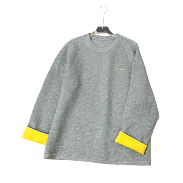 小乖逃三色！藏蓝浅灰卫衣燕麦圆领黄色袖简约秋冬百搭款S25716