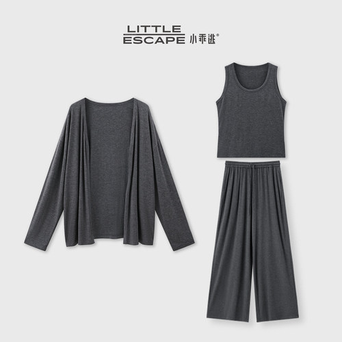 小乖逃慵懒风针织三件套休闲开衫吊带背心阔腿裤松弛感套装M6362
