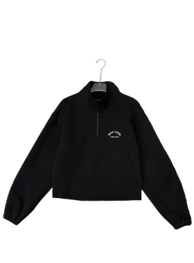 小乖逃黑色卫衣半拉链立领高领保暖秋冬眼镜睛纶百搭款TS8094