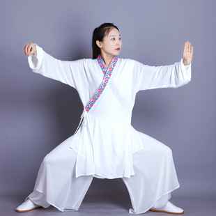 新款太极服太极拳比赛服练功服汉服表演服男女款舞剑扇加长演出服