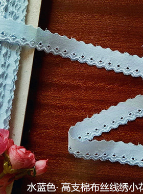 167D 优惠价 水蓝色 镂空棉布丝线绣花边1.8公分宽1.1元1米