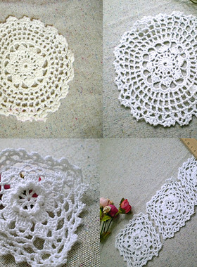 42D白色棉线手工钩针园方形贴民族风DIY杯垫服装辅料手工装饰花片