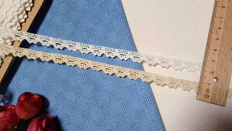 113D 特价客供 自然纯白色 生成色 小青蛙 细棉线花边9mm宽1元1米