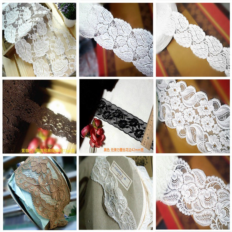 法国半圆波浪蕾丝花边镂空精致棉线花边diy手工镶饰服装裙摆辅料