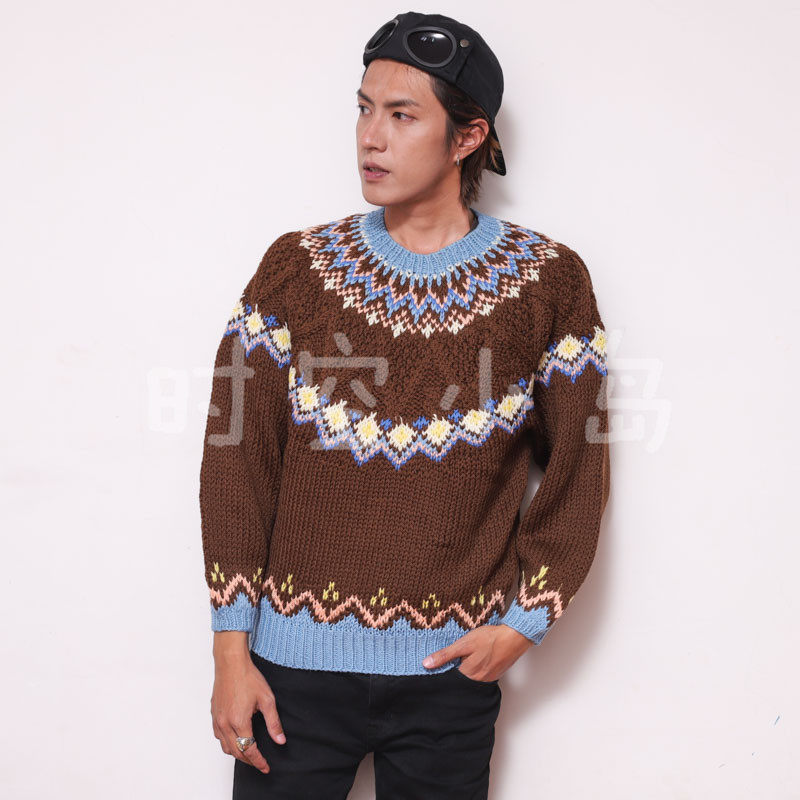 Vintage 古着摩天轮冰岛 北欧圣诞冬费尔岛文艺复古 男女手工毛衣