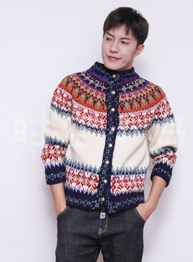 紫色 北欧圣诞冬费尔岛主题 摩天轮冰岛 文艺复古 男女手工毛衣