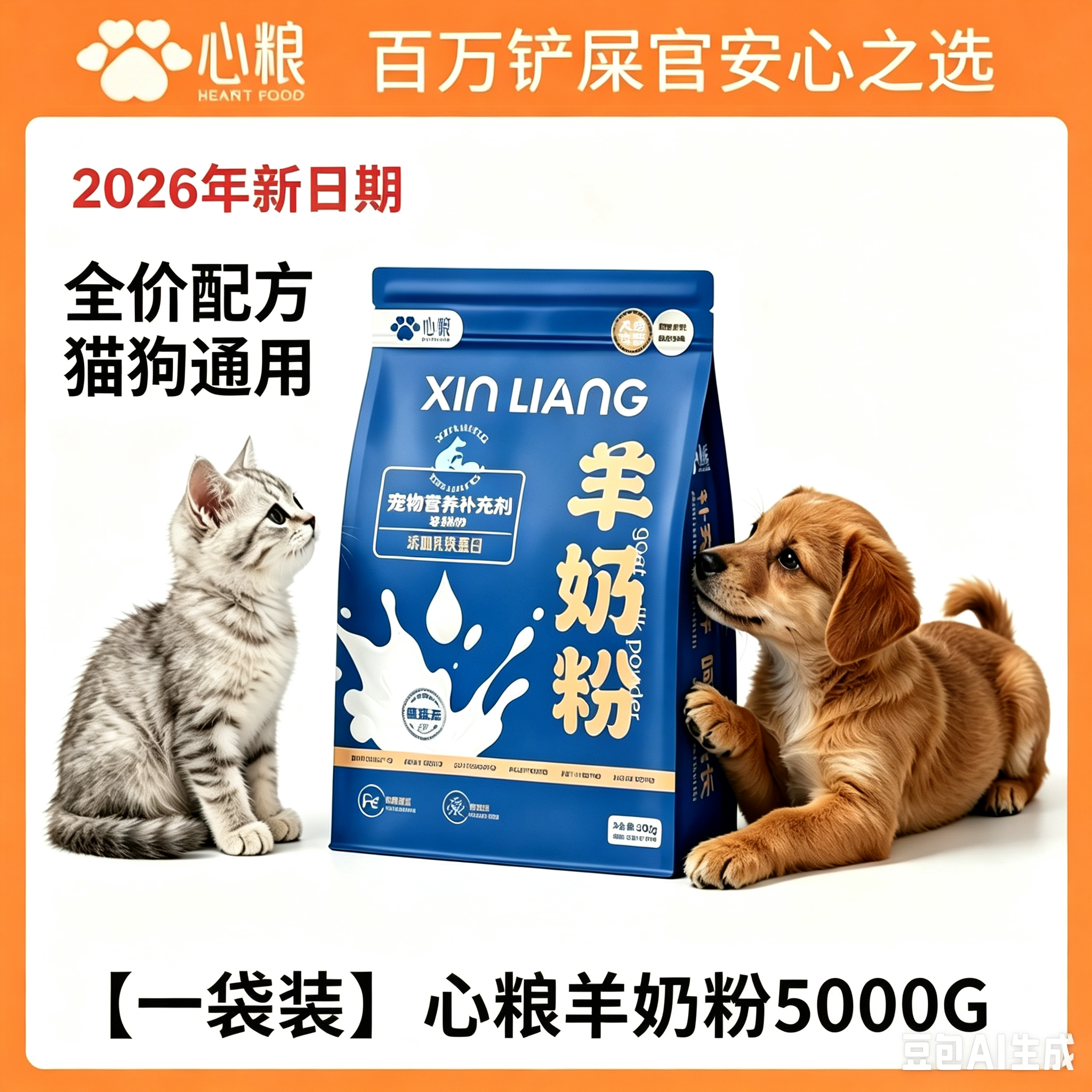 心粮全价猫咪幼猫羊奶粉500g狗狗幼犬宠物奶粉增强免疫力犬猫通用
