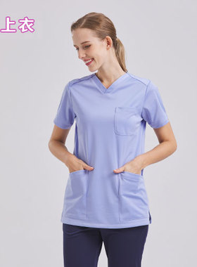 82041-纯色 洗手衣女短袖牙科口腔工作服护士医生长袖刷手服