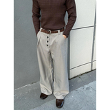 25秋季千鸟格排扣a字阔腿西裤老钱风K0208-P60，男装西裤，电商A330-1