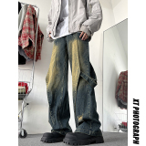 ~复古做旧水洗拼接设计牛仔裤K061-P60控78，男装牛仔裤，电商A330-1