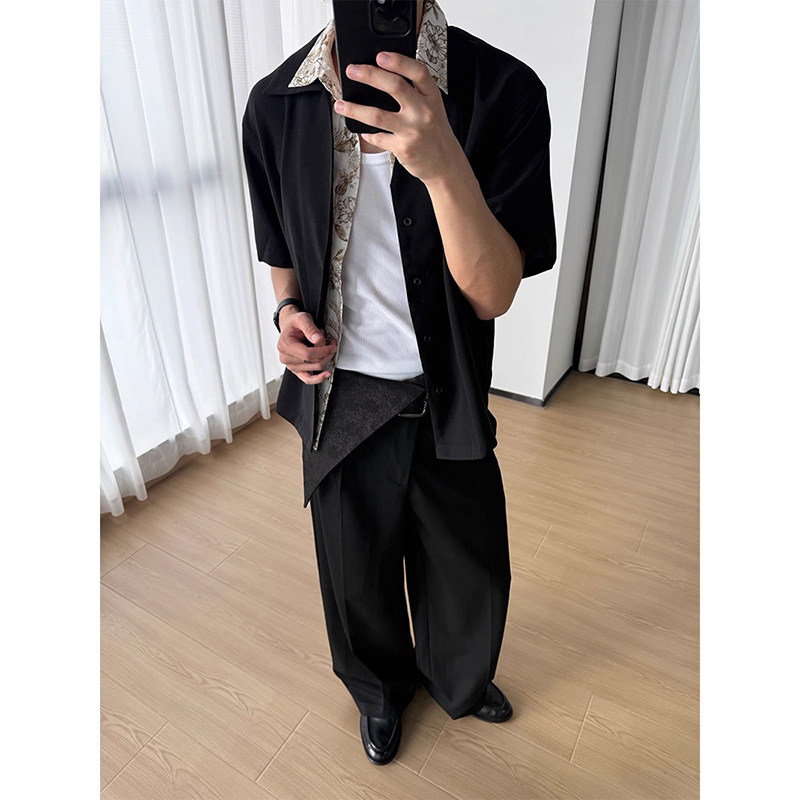 现货~斜门襟暗纹雕花A字剑道西裤男休闲裤K0201-P68,男装西裤,电商A330-1