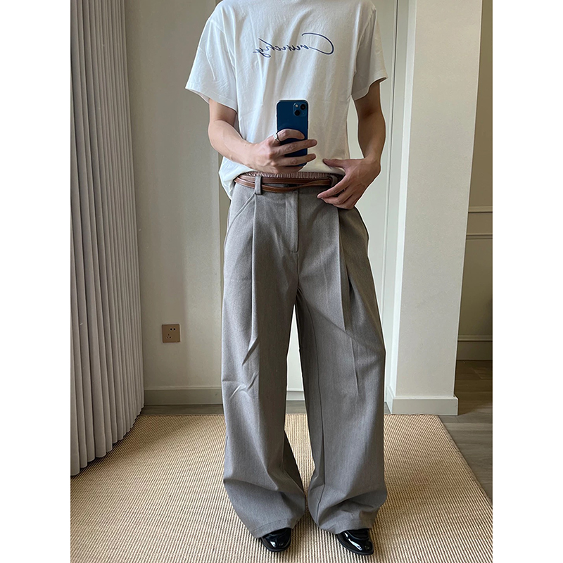 ~老钱风a字西裤男款cleanfit弯刀裤子直筒长裤K0193-P68，男装西裤，电商A330-1