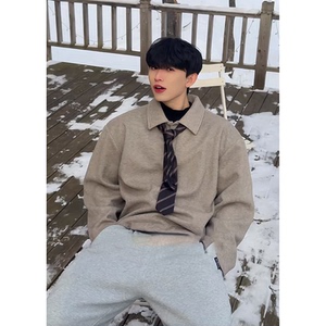 26/春 美式复古宽松polo翻领卫衣外套头男女 PL50-P68 送领带，女装短外套，电商A330-1