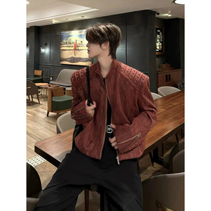 小众设计金属铆钉垫肩短款外套男  JK131-P138图片