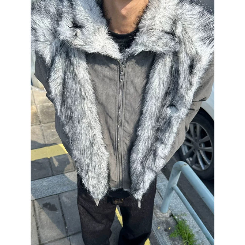 美式双层翻毛领座山雕外套男冬季YY50-P138,女装短外套,电商A330-1