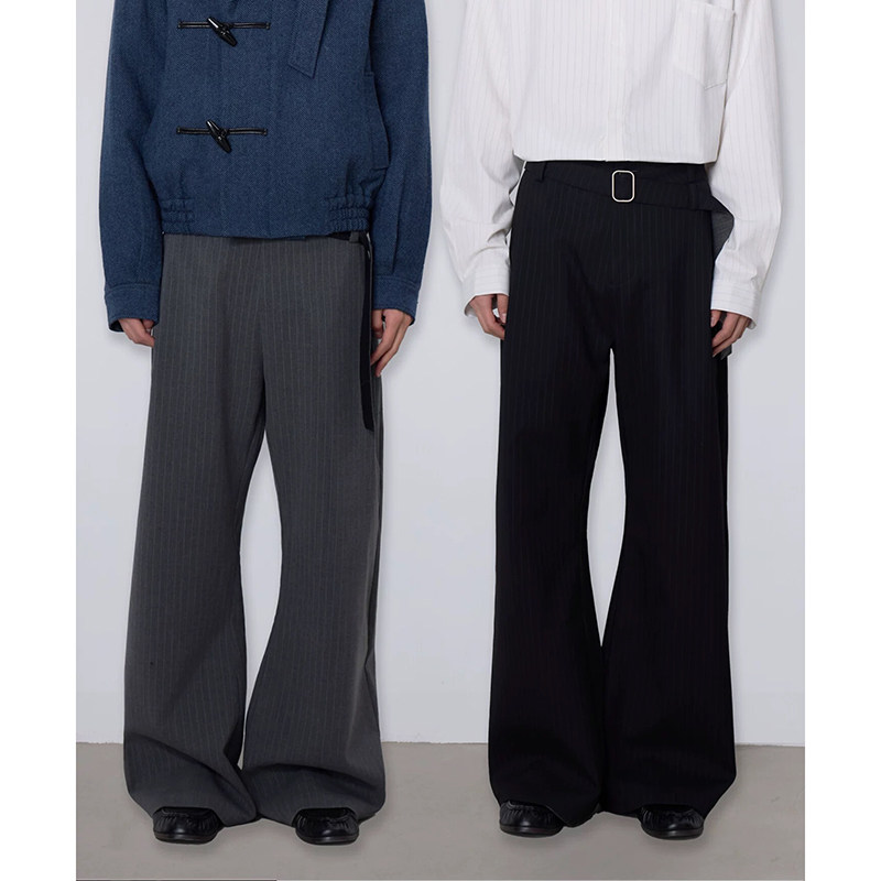 26/春绑带条纹西裤双面撞色腰带直筒A字型休闲西裤K0223-P68，男装西裤，电商A330-1