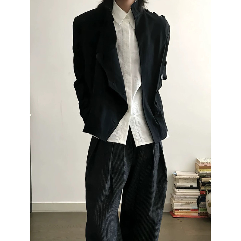 黑色短款击剑服外套男款不规则设计感多形态美式夹克JK156-P118,男装夹克,电商A330-1