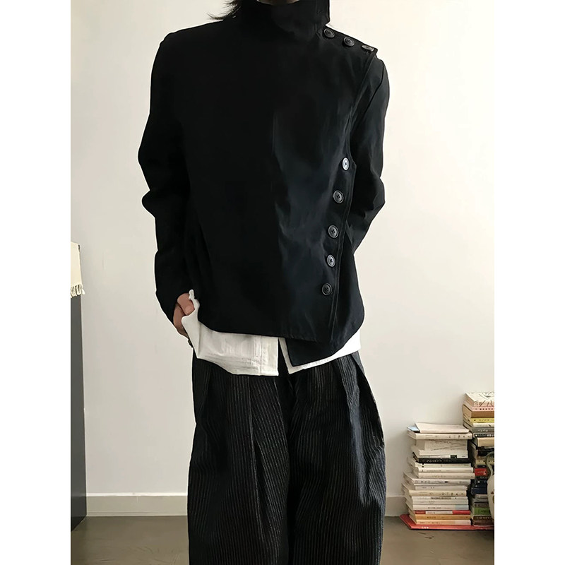 黑色短款击剑服外套男款不规则设计感多形态美式夹克JK156-P118,男装夹克,电商A330-1