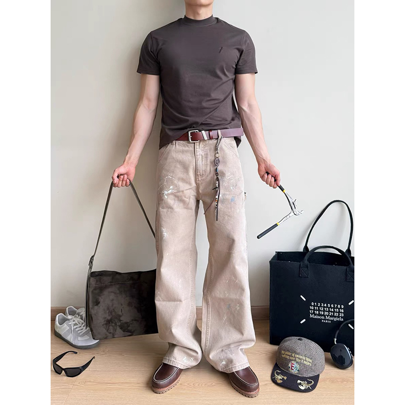 ~泼墨水洗美式复古做旧工装裤k0195-p68，男装工装外套，电商A330-1