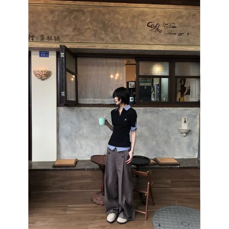 打褶暗条纹阔腿西裤长裤trK0173-P68,男装西裤,电商A330-1
