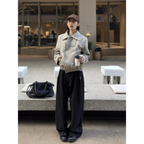 爆~廓形叠门襟正肩潮流立领短款拉链夹克外套YY78-P128，男装夹克，电商A330-1