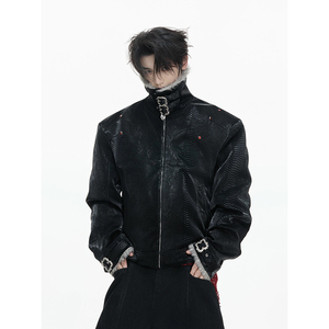 ArguECulturE黑蟒*原创蛇纹肌理感座山雕棉衣外套 YY75-P138，男装棉衣，电商A330-1