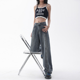 ~美式高街牛仔裤女春秋直筒中性拖地裤K002-P60控78，女装牛仔裤，电商A330-1