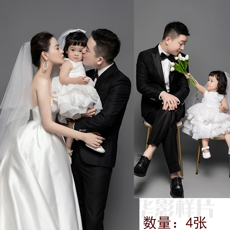 全家福亲子家庭照样片新影楼工作室高端室内纯色放大图4张s270