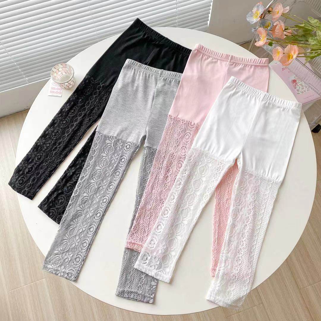 跨境爆款儿童打底裤夏季薄款蕾丝洋气外穿网眼女童防蚊白色九分裤,童装/婴儿装/亲子装,打底裤,淘宝优惠券,粉丝福利购,淘宝优惠卷