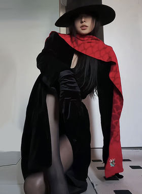 11bybbs高端生肖本命年男女围脖新年中国年红围巾羊毛龙纹披肩