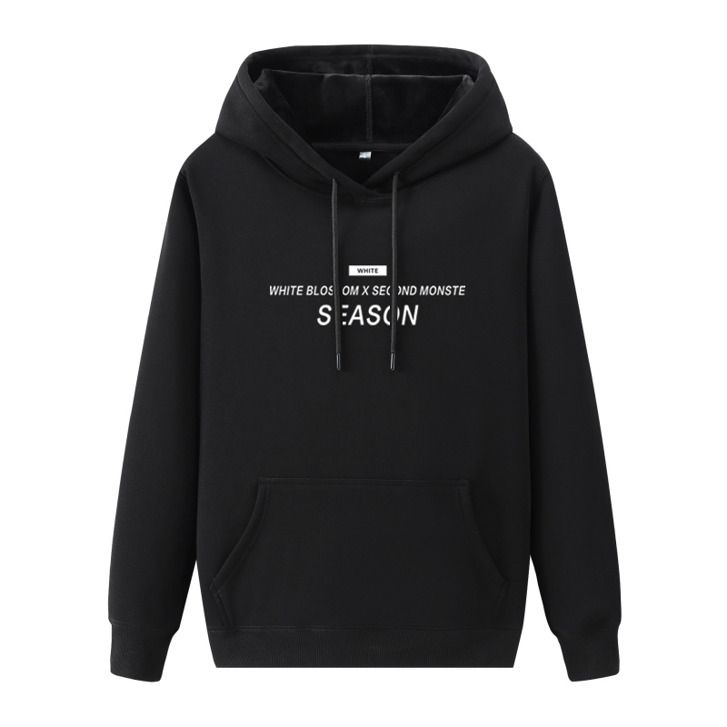 套头加绒休闲帽衫大码宽松男卫衣