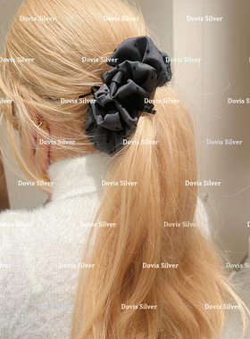 布艺褶皱肌理灰色波点鸭嘴夹韩系ins风简约发饰通勤扎发盘发神器