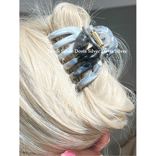 秋冬显白双色高级感晕染醋酸抓夹女盘发鲨鱼夹子大号南瓜夹大发量