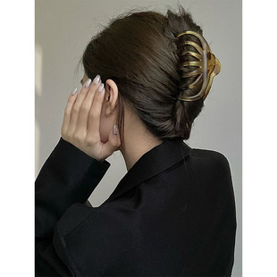 韩式 优雅适合发量多盘发抓夹发夹发饰品 ins气质复古发抓玳瑁法式
