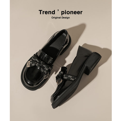 粗跟小皮鞋单鞋英伦真皮软底