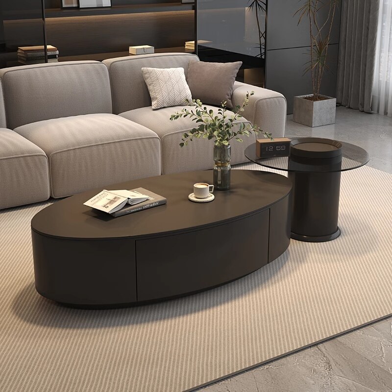 阳漫意式轻奢风现代简约椭圆形岩板茶几小户型客厅家用极简创意