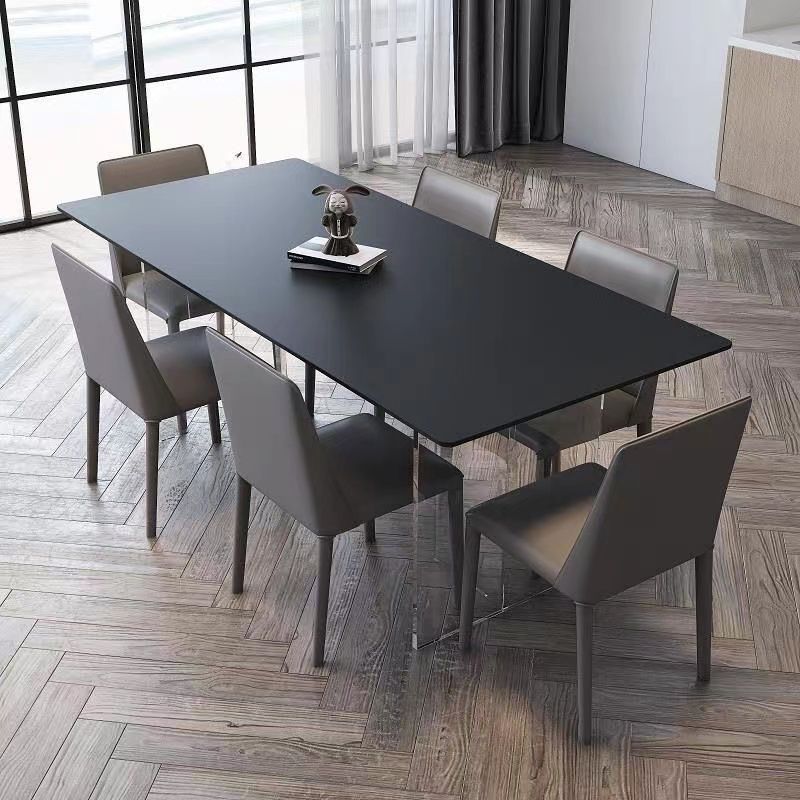 威品斯现代简约轻奢餐桌家用小户型悬浮亚克力岩板餐桌长方形餐桌