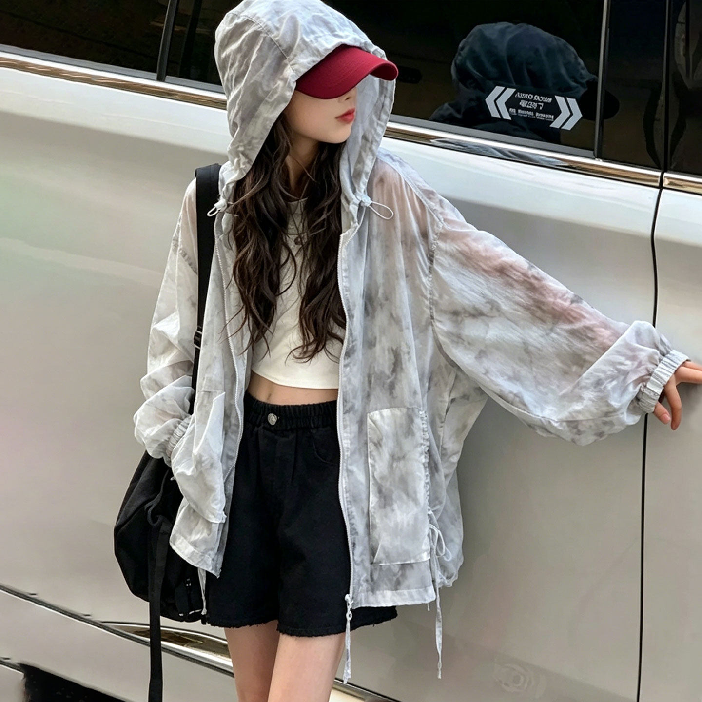 儿童防晒26夏新款韩版女童扎染洋气设计感中大童轻薄潮连帽防晒衣