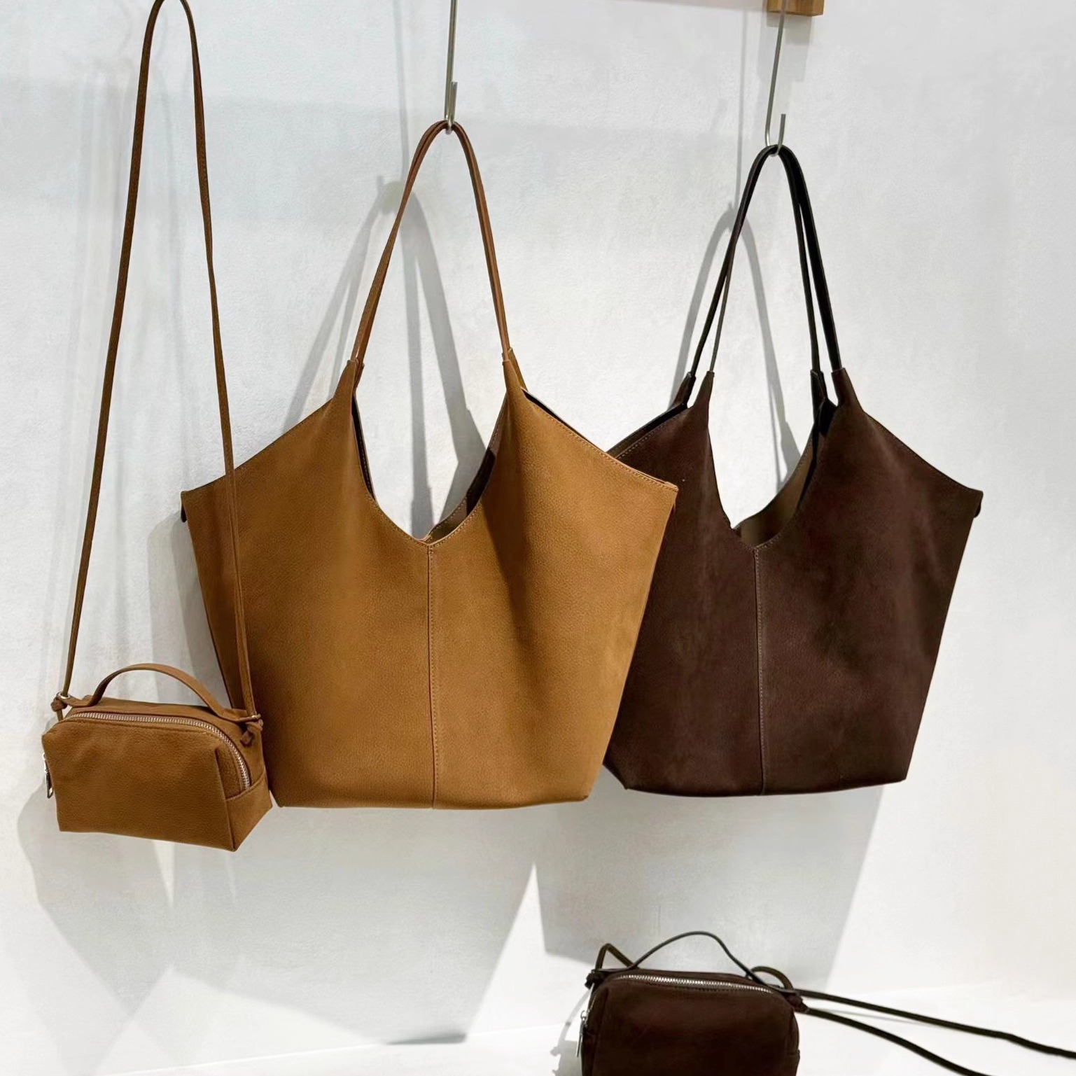 大容量麂皮托特包松弛感单肩包女