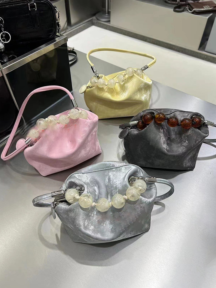 新中式国风晕染缎面牛皮贝壳包小众串珠手提包蛇骨链斜挎包水桶包,箱包皮具/热销女包/男包,通用款女包,淘宝优惠券,粉丝福利购,淘宝优惠卷