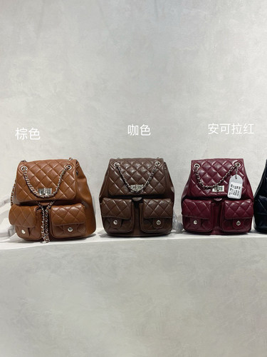 小香风菱格链条双肩包迷你小背包