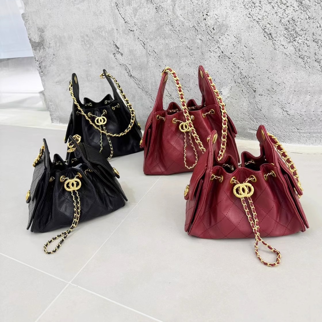 小香风菱格链条托特包中古腋下包