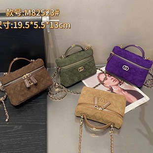 小香风麂皮饭盒包女时尚百搭精致手拎包磨砂真皮链条包斜挎盒子包