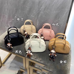 牛皮贝壳包保龄球包包女高级感小众设计手提包百搭精致斜挎包小包