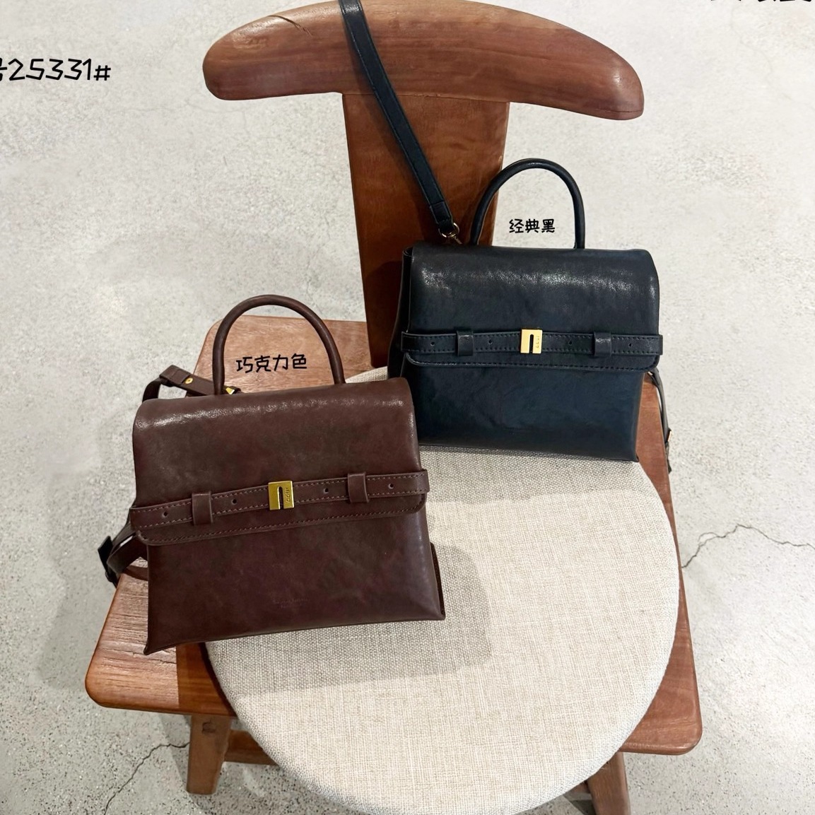 植鞣牛皮凯莉包大容量通勤双肩包