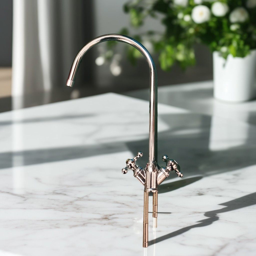 2分双出水龙头 快接式 纯水机净水器不锈钢鹅颈双阀门龙头