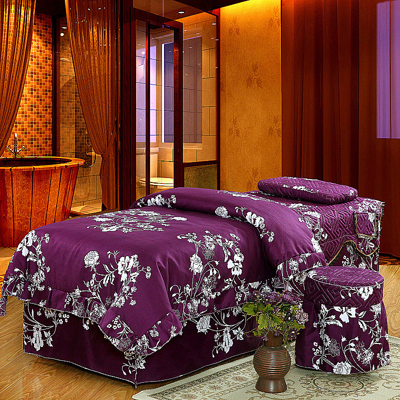 四件套 美容院美体按摩床罩 纯色田园 特价包邮