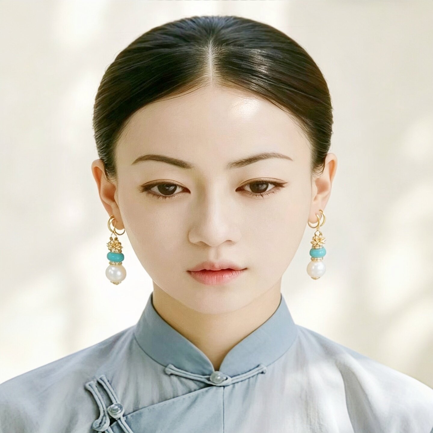 古风耳饰一耳三钳汉服珍珠耳环图片