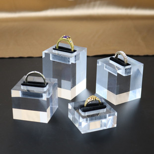 透明亚克力戒指展示架珠宝首饰玉器翡翠戒指收纳展示底托拍摄道具