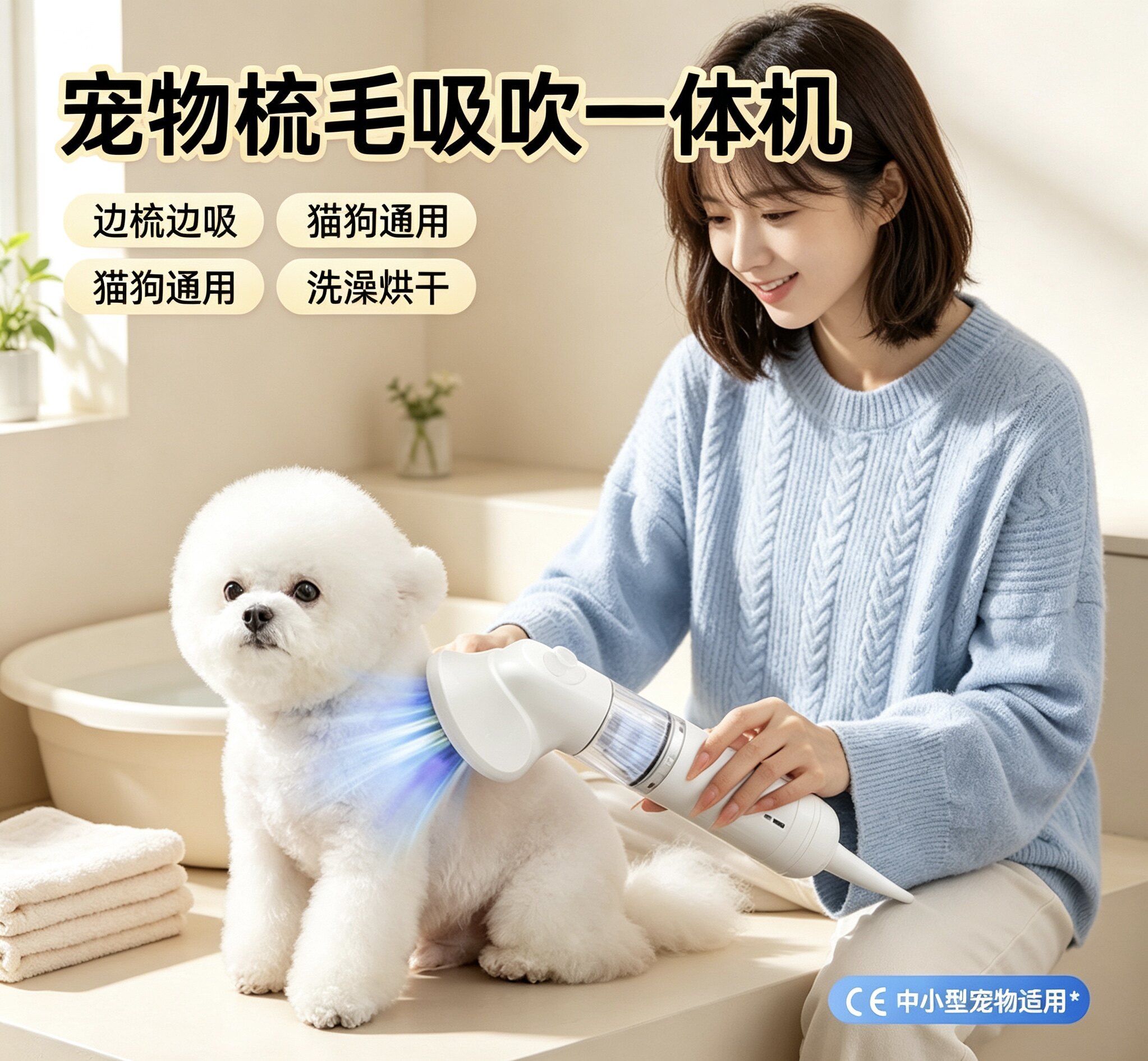 宠物梳毛吸毛一体机猫狗吸猫毛神
